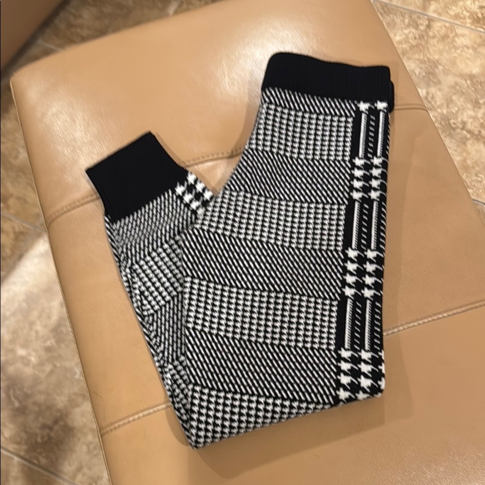 Black and White Houndstooth Knit Joggers
